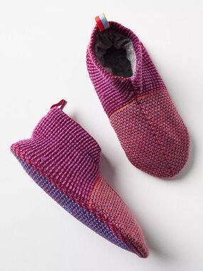Bombas Anthropologie Jacquard Grip Slippers Purple Orange Blue Knit Size Small